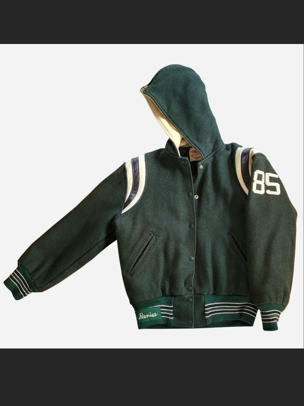 Holloway Green and Cream Collegiate Varsity Jacket